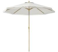 Outsunny Parasol de jardin inclinable à manivelle, franges, mât métal, 8 baleines Ø265×244 cm blanc