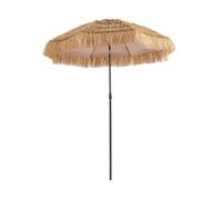 Parasol paille droit acier imitation bois, exotique MONACO