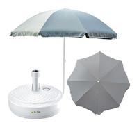 Parasol Parasol de marché 240 cm avec socle rond Jardin Plage Balcon