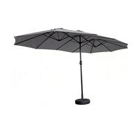 PARASOL-Parasol rectangulaire double-Parasol de jardin tête 2.7x4.6m,structure en fer avec manivelle,sans éclairage ni base,gris