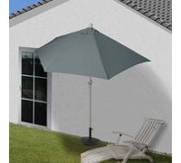 Parasol Parla En Alu, Hémicycle, Parasol De Balcon Uv 50+ 270cm Anthracite Avec Pied Noir