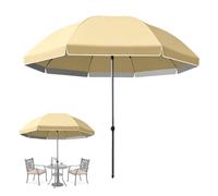 Parasol Plage Ombrelle Réglable En Hauteur Toile Anti-UV(Beige,2.8m)