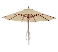 Parasol professionnel en bois HWC-C57, parasol de jardin, polyester/bois, 16 kg, rond Ø 4 m, résistant aux chocs avec système de cordage – couleur crème