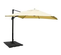 Parasol Professionnel Restaurant Pour Jardin Terrasse 3x4m (Ø5m) Polyester Aluminium/Acier 26kg Crème Avec Pied, Rotatif 04_0003313 Multicolore