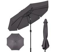 Parasol Puluomi 3 m, parasol de balcon, de plage, de marché ou de jardin, inclinable, indice UPF 30+, avec manivelle, gris