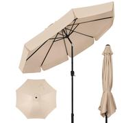 Parasol Puluomi 3 m, parasol de balcon, de plage, de marché ou de jardin, inclinable, indice UPF 30+, avec manivelle, beige