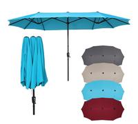 Parasol Puluomi 400 x 200 x 238 cm, indice UPF 50+, avec manivelle, sans pied – Parasol de balcon, de plage, de marché ou de jardin – Bleu