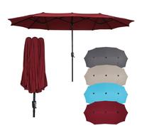 Parasol Puluomi 400 x 200 x 238 cm, indice UPF 50+, avec manivelle, sans pied – Parasol de balcon, de plage, de marché ou de jardin – Rouge