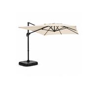 Parasol rectangulaire 2x3m déporté rotatif écru PIANA