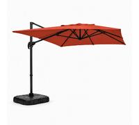 Parasol Rectangulaire 2x3m Déporté Rotatif Terracota Piana Marron