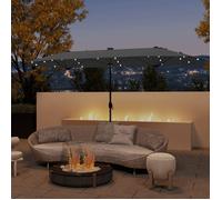 Parasol Rectangulaire 400x200cm - GOPLUS - Parasol Double LED avec Pied - Grand Parasol de Jardin Extérieur Gris
