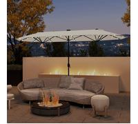 Parasol Rectangulaire 400x200cm - GOPLUS - Parasol Double LED avec Pied - Grand Parasol de Jardin Extérieur Beige