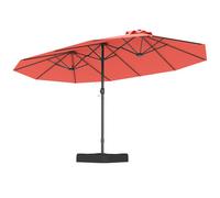 Parasol Rectangulaire 470x280cm - GOPLUS - Parasol Double avec Pied - Grand Parasol de Jardin Extérieur Orange