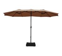 Parasol Rectangulaire 470x280cm - GOPLUS - Parasol Double LED avec Pied - Grand Parasol de Jardin Extérieur Chocolat