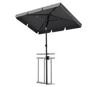Parasol rectangulaire – Avec extension extérieure et toit protecteur contre le soleil – Protection UV UPF 50+ – Idéal pour terrasse, balcon et jardin – Couleur : gris