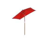 Parasol rectangulaire inclinable bois polyester haute densité 2L x 1,5l x 2,3H m rouge