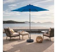 Parasol réversible de 9 pieds pour l'extérieur, rectangulaire, grande taille, avec manivelle, adapté aux jardins, bleu (support non inclus)