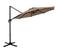 Parasol Rond Cantilever 308 X 248 Cm 5 Inclinaisons Réglables Rotation À 360° Style Design En Polyester Marron Helloshop26 20_0013004 Multicolore