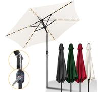 Parasol rond Jayseuw, manivelle, pliable, en fer, pour balcon ou marché, inclinable, LED, 270 cm, beige