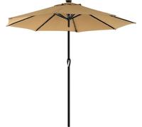 Parasol Rootz avec éclairage solaire à LED - Parasol - Protection solaire - Indice de protection UV UPF 50+ - Marron - Ø 3 m