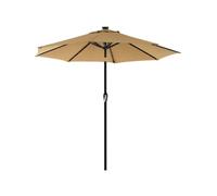 Parasol Rootz avec lampes solaires à LED - Parasol de jardin - Protection solaire - Indice de protection UPF 50+ - Ø 2,7 m - Métal et polyester - Marron