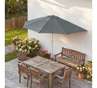 Parasol semi-circulaire Parla, demi-parasol balcon, UV 50+ polyester/alu 3kg ~ 270cm anthracite sans support