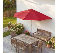Parasol semi-circulaire Parla, demi-parasol balcon, UV 50+ polyester/alu 3kg ~ 270cm bordeaux sans support