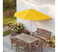 Parasol semi-circulaire Parla, demi-parasol balcon, UV 50+ polyester/alu 3kg ~ 270cm jaune sans support