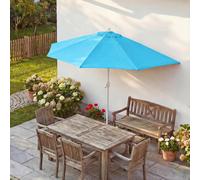 Parasol semi-circulaire Parla, demi-parasol balcon, UV 50+ polyester/alu 3kg ~ 300cm turquoise sans support