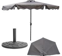 Parasol semi-mural Ø 270 cm H 235 cm Graphite + demi-caisson