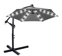 Parasol Springos® à mât inclinable avec éclairage LED solaire, à manivelle, XXL, créateur d'ombre, diamètre 300 cm, grand parasol de jardin avec toile