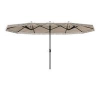 Parasol style bohème à franges XXL dim. 4,5 x 2,65 x 2,6 m ouverture fermeture manivelle métal tissu beige clair Beige G