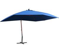 Parasol suspendu avec mât en bois 400x300 cm Bleu