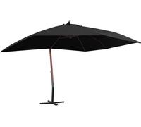Parasol suspendu avec mât en bois 400x300 cm Noir
