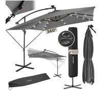 Parasol à LED solaire Sunna avec manivelle 2,5 x 2,5 m - gris clair
