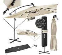 Parasol à LED solaire Sunna avec manivelle 2,5 x 2,5 m - beige