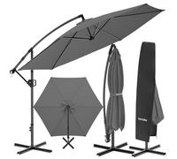 parasol - TECTAKE - parasol à pied ARTE MIS, pivotant à 360°, bâche polyester hydrofuge, acier thermolaqué, 350 x 350 cm - Gris