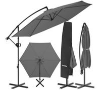 Parasol - TECTAKE - Parasol à pied déporté ARTEMIS, pivotant à 360°, inclinable, polyester hydrofuge, Ø 300 cm - Gris