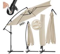 Parasol - TECTAKE - Parasol CICCIO avec angle d'inclinaison réglable et housse de protection incluse, Ø 350 cm - Beige