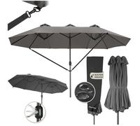 Parasol - TECTAKE - Parasol SILIA en aluminium réglable, protège des UV et du vent, housse incluse, 460 x 270 cm - Gris