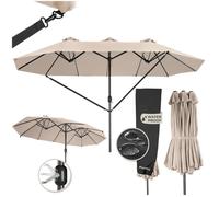 Parasol - TECTAKE - Parasol SILIA en aluminium réglable, protège des UV et du vent, housse incluse, 460 x 270 cm - Beige