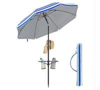 Parasol Upf 50+ Inclinaison De 30° Des 2 Côtés Hauteur Réglable Petite Tablette Crochets Adapté Pour Plage Jardin Sans Base Helloshop26 12_0006894 Multicolore