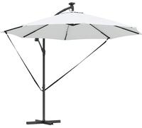 vidaXL Parasol déporté carré 294 x 294 x 248 cm toile polyester mât aluminium sable