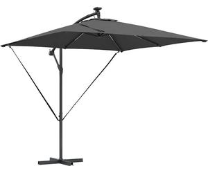 Parasol vidaXL avec bandes lumineuses LED, anthracite, 249 x 249 x 250 cm