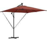 Parasol vidaXL avec bandes lumineuses LED, couleur terre cuite, 249 x 249 x 250 cm