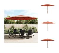 Parasol vidaXL avec mât en bois, couleur terre cuite, 400 x 273 cm - Parasols et protections solaires
