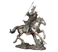 Statue samurai à cheval aspect bronze
