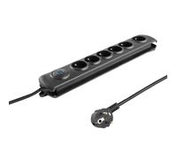 qoltec 50111 Bloc multiprise avec parasurtenseur, 6 Prises Noir