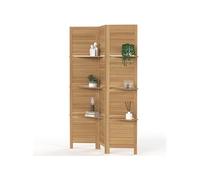 IDMarket - Paravent intérieur 3 Panneaux Lattes persiennes avec 3 étagères Bois