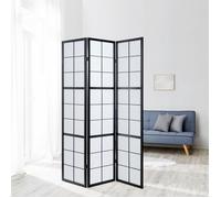 Homestyle4u Paravent bois 3 pans noir